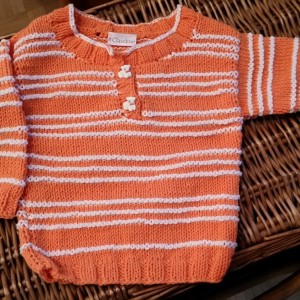 Pulli orange-weiss NEU